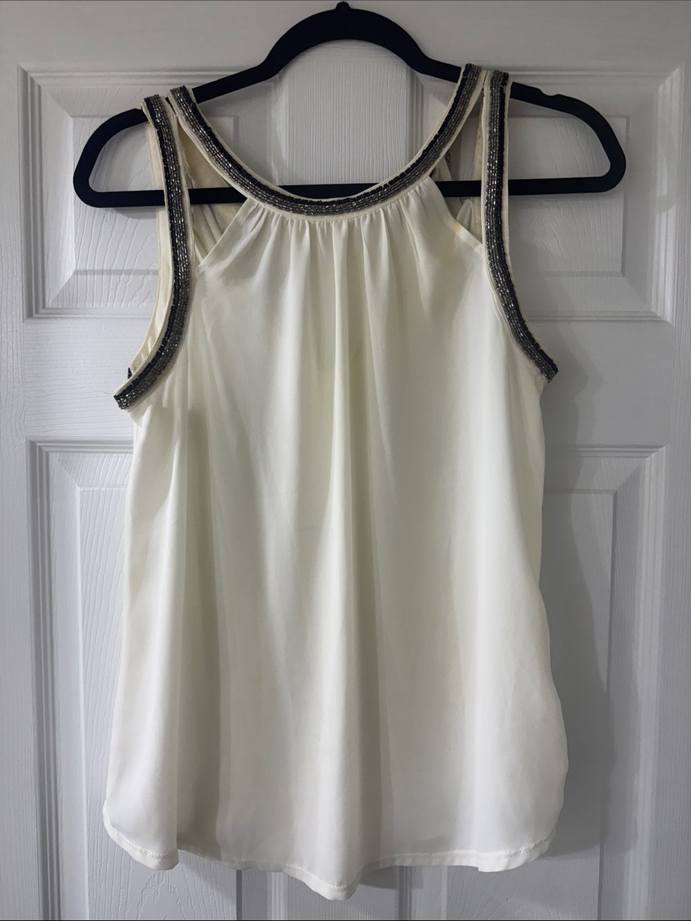 Express Ivory Beaded Halter Camisole